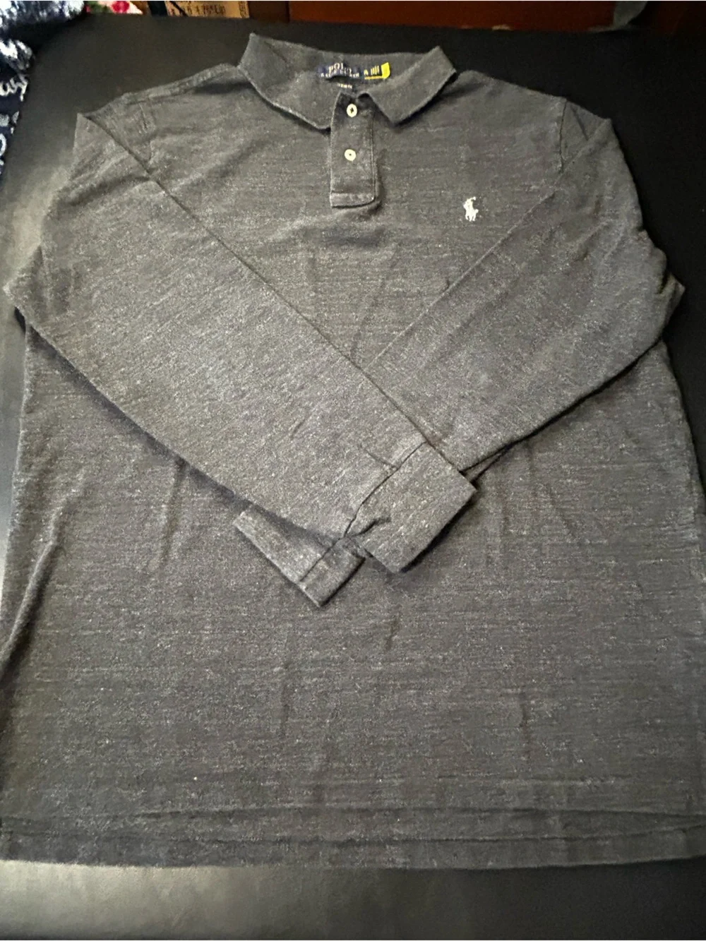 Polo Ralph Lauren Men's Gray Long Sleeve Custom Slim Fit Polo Shirt Size XL